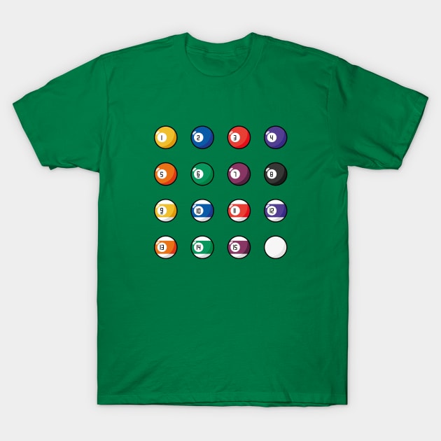 Pool Billiard Balls T-Shirt by Adrian's Outline